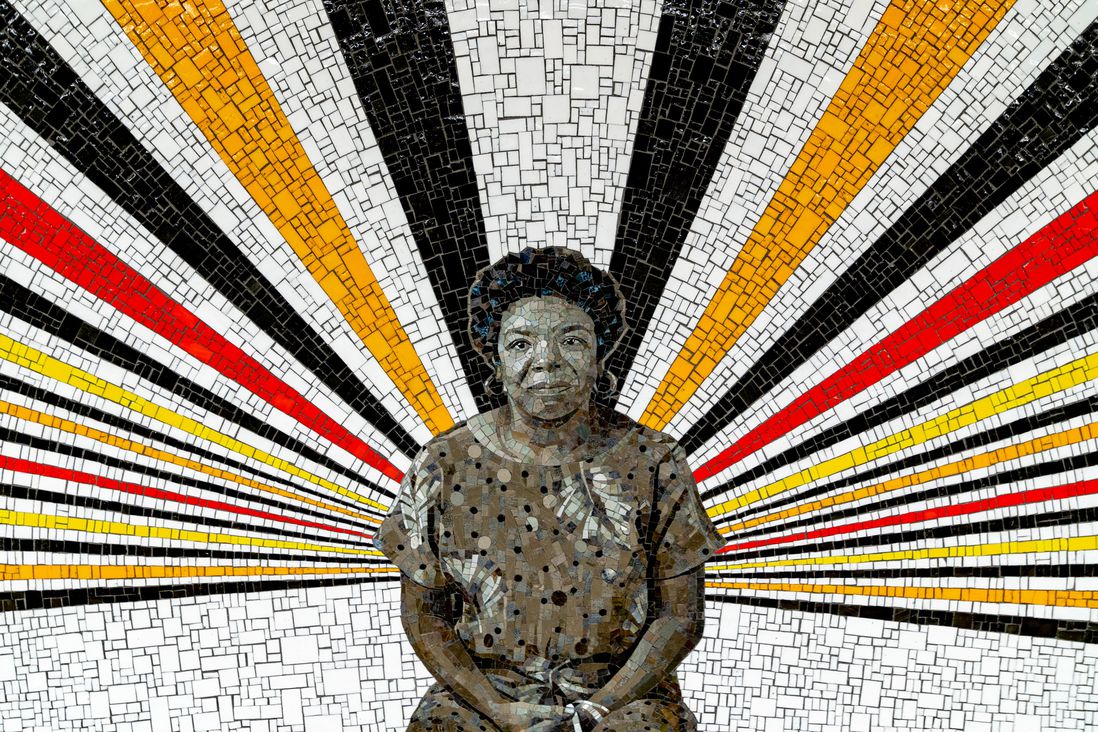 Maya Angelou portrait derived from a photograph by Brian Lanker.<br>